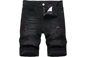JUNBAOSS Men's Slim Fit Stretch Denim Shorts Ripped Skinny Jean Shorts for Men,Fashion Straight Comfort Flex Waist Short