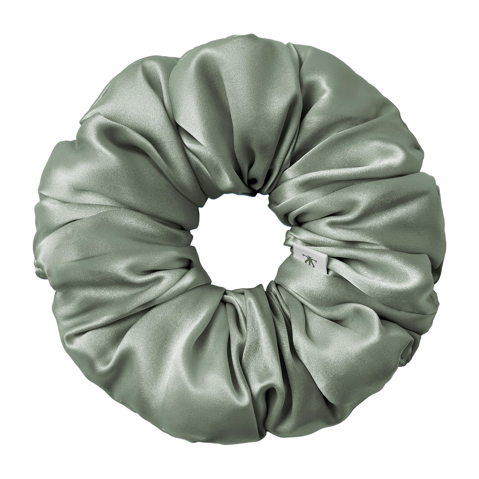 LILYSILK Women's 100% Mulberry Silk Big Hair Scrunchies Ladies Pure Silk Filled Giant XL Ponytail Holder Oversized Elastic Hair Tie Band Large Jumbo Hair Bobble for Breakage Prevention(Avocado Green)