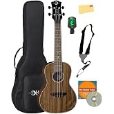 Luna Walnut Concert Ukulele Bundle with Gig Bag, Tuner, Strap, Austin Bazaar Instructional DVD, and Polishing Cloth