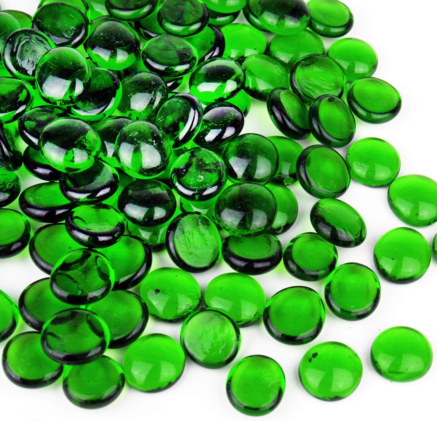 Vase Fillers - CYS EXCEL 5LBS Green Glass Gemstone Beads Vase Fillers Flat Marble Beads Multiple Color Choices Aquarium Decor Rocks Floral Stones Decorative Mosaic Glass Gem Pebbles
