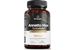 Sunergetic Premium Annatto Tocotrienol Supplement – with DeltaGold – Tocotrienols Vitamin E 300 mg – Supports Liver, Immune & Heart Health - Delta + Gamma Tocotrienols (60 Liquid Capsules)