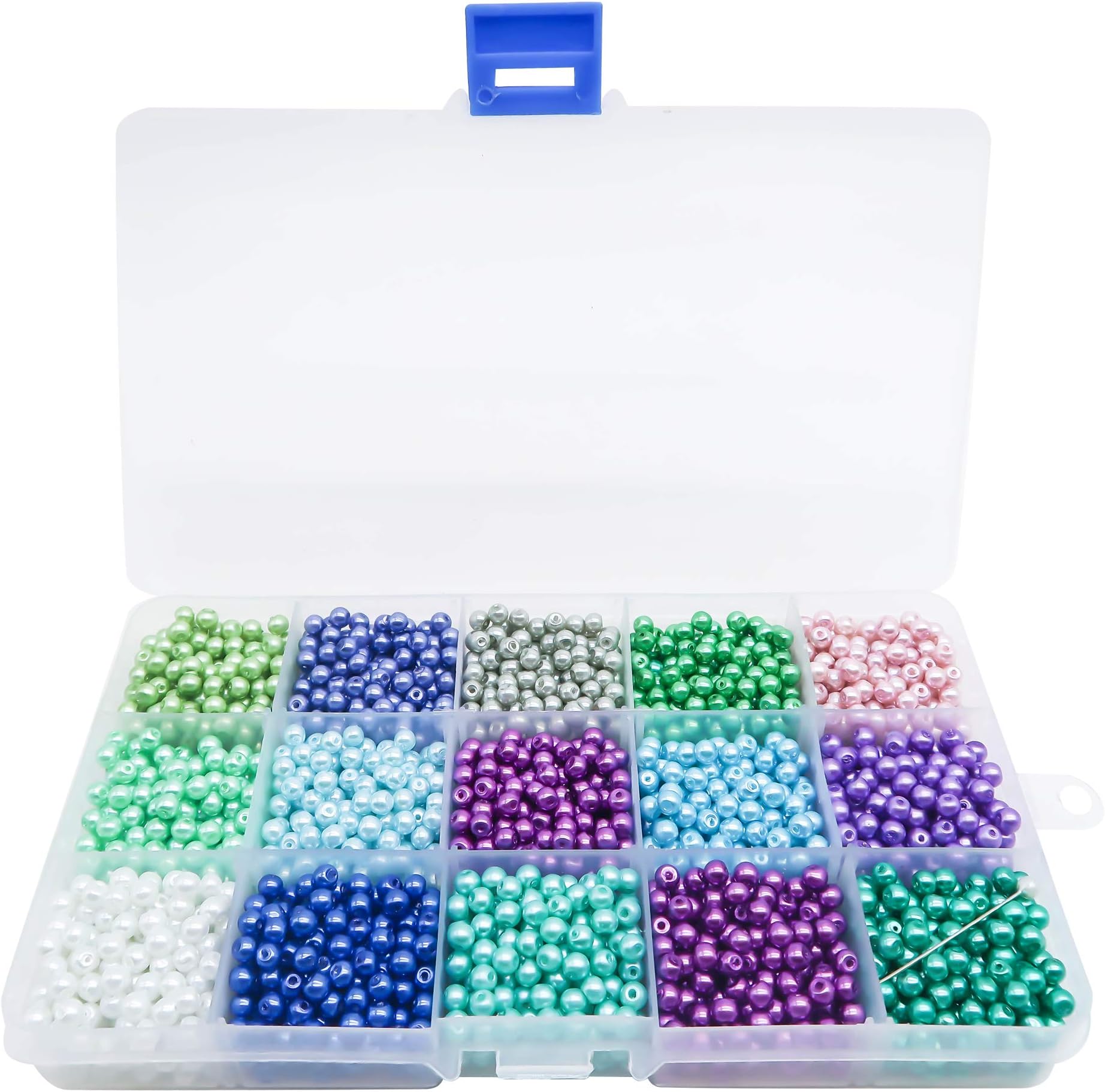 TOAOB 3000pcs Glass Pearls Multicolored Round Tiny Loose Imitation Pearl Beads 4mm for Jewelry Making
