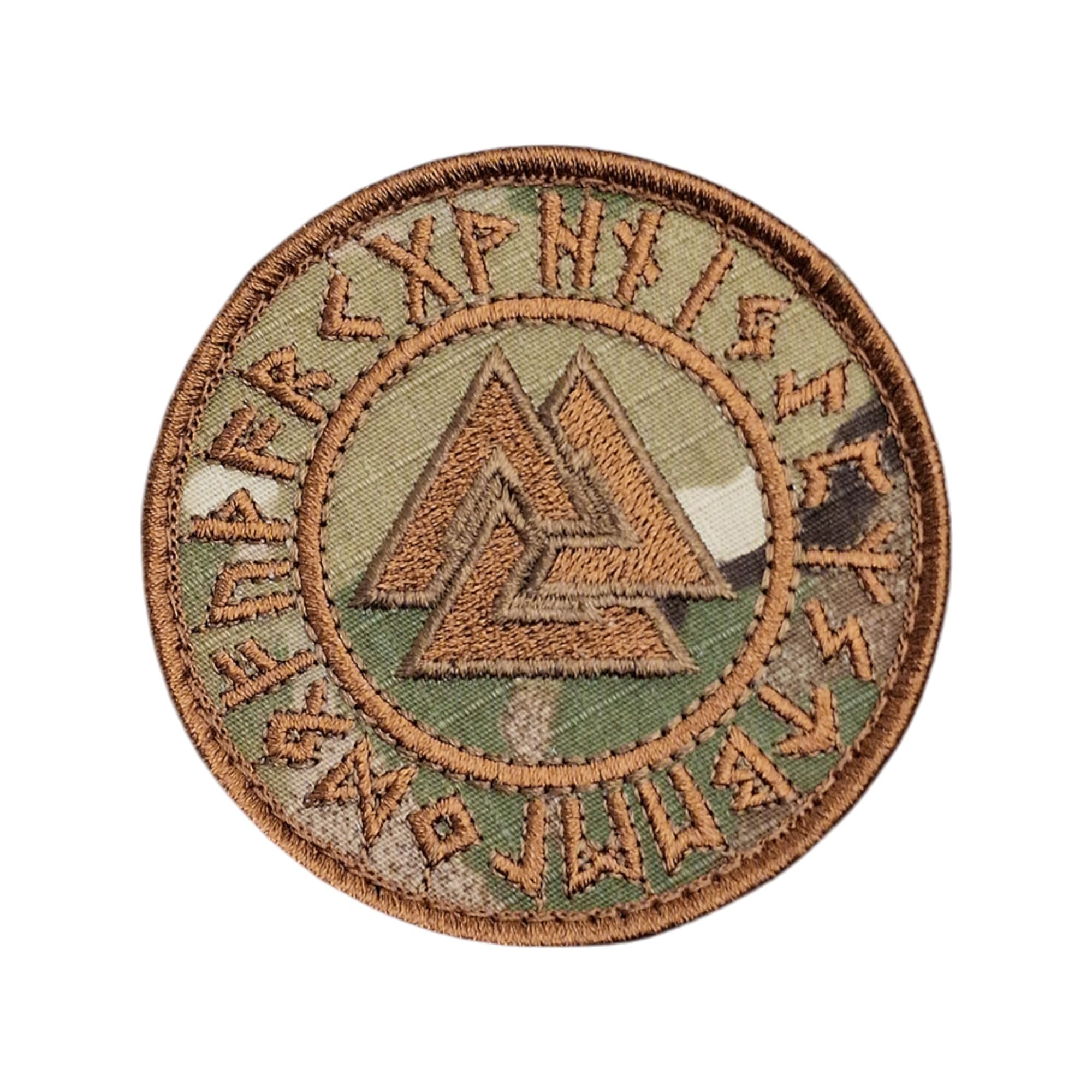 Multicam Valknut Viking Norse Runic Heathen Pagan Odin God Rune Morale Tactical Fastener Patch