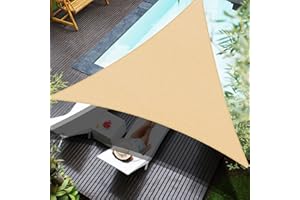 CIELO COLORIDO 5' x 5' x 5' Custom Size Sand Beige Triangle Sun Shade Sail cct20, 96% UV Blockage,Water & Air Permeable, Commercial, Custom Size Accepted