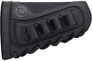 WAYNE'S DOG Canvas Leather Recoil Reducing Pad Stock Extension Cover Buttstock Cheek Rest with Rifle Shell Holder for Right H