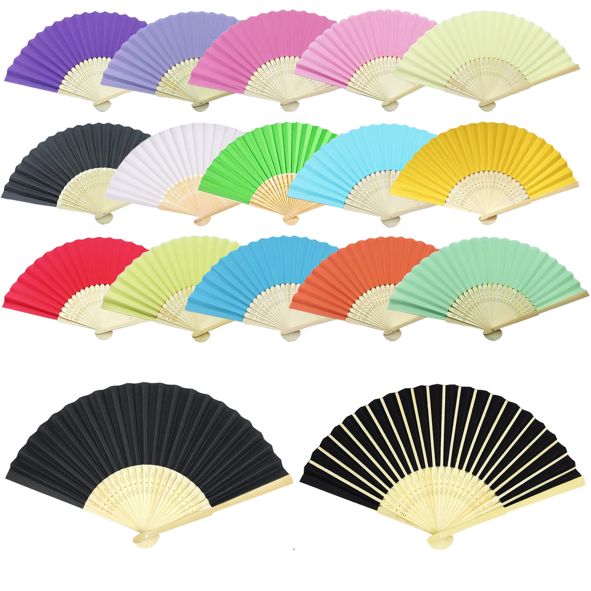 Woohome 15 PCS Hand Fan Foldable Paper Fan for Dancing, Part, Picnic, Wedding Party Gift, Guest Favour Wedding Decoration (Multicolor)
