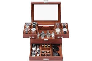 Dajasan Watch Box, Watch Case for Men, 8 Slot Watch Display Case, Large Watch Holder Organizer for Men Women Boys Husband Dad, Gift Idea, PU Leather (Brown)