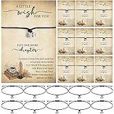 Tondiamo 10 Sets Book Lover Gifts for Women Book Club National Reading Month Gifts Bookworm Bracelet with Wish Card Just One More Chapter Librarian Appreciation Charm Bracelet for Women Reading Lover