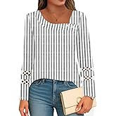 Disamer Long Sleeve Shirts for Women Fall Clothes Teacher Outfits 2026 Button Blouses Dressy Casual Square Neck Tunic Tops