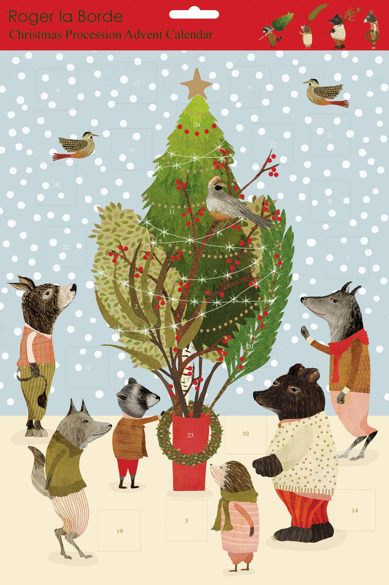 Roger la Borde Christmas Procession Advent Calendar 380 mm x 270 mm Gold Foil - Large flat Advent Calendar