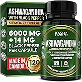 10X Strength Ashwagandha Root Capsules | 6000 mg of Ashwagandha PER CAPSULE, 2% withanolides standardization and 14mg of Pipe
