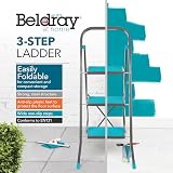 Beldray 3 Step Ladder Non-Slip Folding Turquoise Grey 2.5m Reach view 3