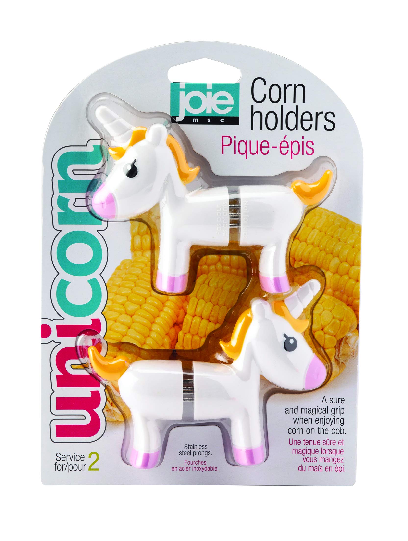 Joie Unicorn Corn Holders – Fun & Whimsical Corn on The Cob Holders, Stainless Steel Prongs, 2pc Set, Silver — image 1