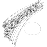 Bidponds 50 PCS Wire Keychain Cable,Stainless Steel String Wire Loop for Luggage Tags,2mm Thick,11.8 Inches Length