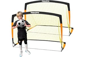 Happy Jump Soccer Goal 7'x5', 6.6‘x3.3', 5'x3.6', 4'x3', 3'x2.2' Soccer Net for Kids Backyard