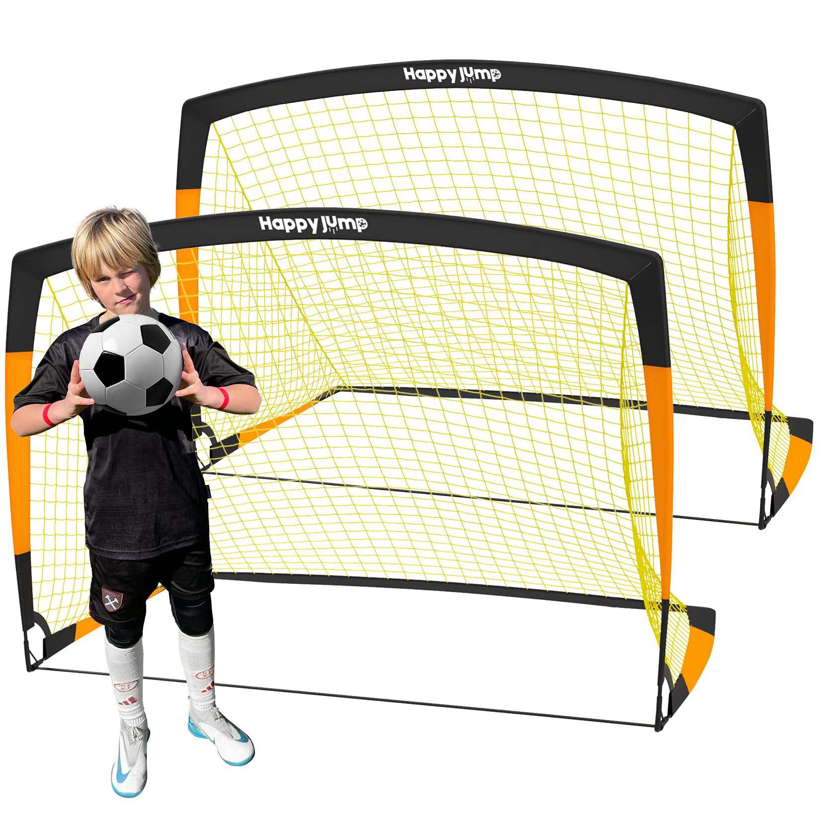 Photo 1 of Happy Jump Soccer Goal Soccer Net for Kids Backyard 5x3.6ft, 2 Set