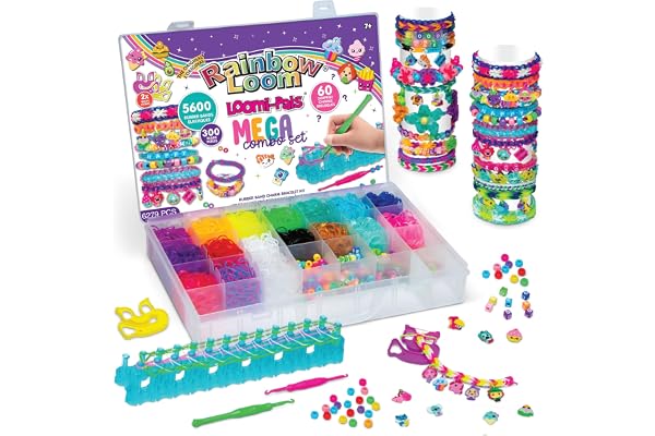 Rainbow Loom Loomi-Pals MEGA Set, Features 60 Cute Assorted LP Charms, The New RL 2.0, Happy Looms, Hooks, Alpha & Pony Beads