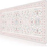 HAOCOO Pink Desk Mat, Non-Slip Office Table Mat, Aesthetic Mouse Pad with Stitched Edge, 35.4" x 15.7" Long Mouse Pad, Waterproof Dorm Desk Mat for Writing, Drawing