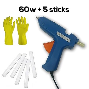 Toolscentre TC-60 60W Glue Gun with Free 5 Pieces Glue Sticks and Safety Gloves, Blue