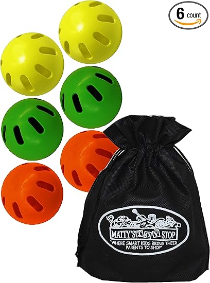 Amazon.com: Wiffle Balls - Juego de pelotas de béisbol, color amarillo, verde y naranja, tamaño oficial con bolsa de almacenamiento, paquete de 6 (2 amarillo, 2 verde y 2 naranjas): Sports \u0026 Outdoors