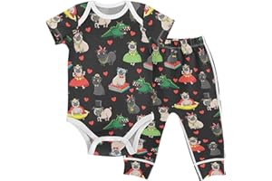 vvfelixl Baby Clothes Cute Cat Baby Bodysuits Set Unisex Short Sleeve Baby Pants Sets 0-3M