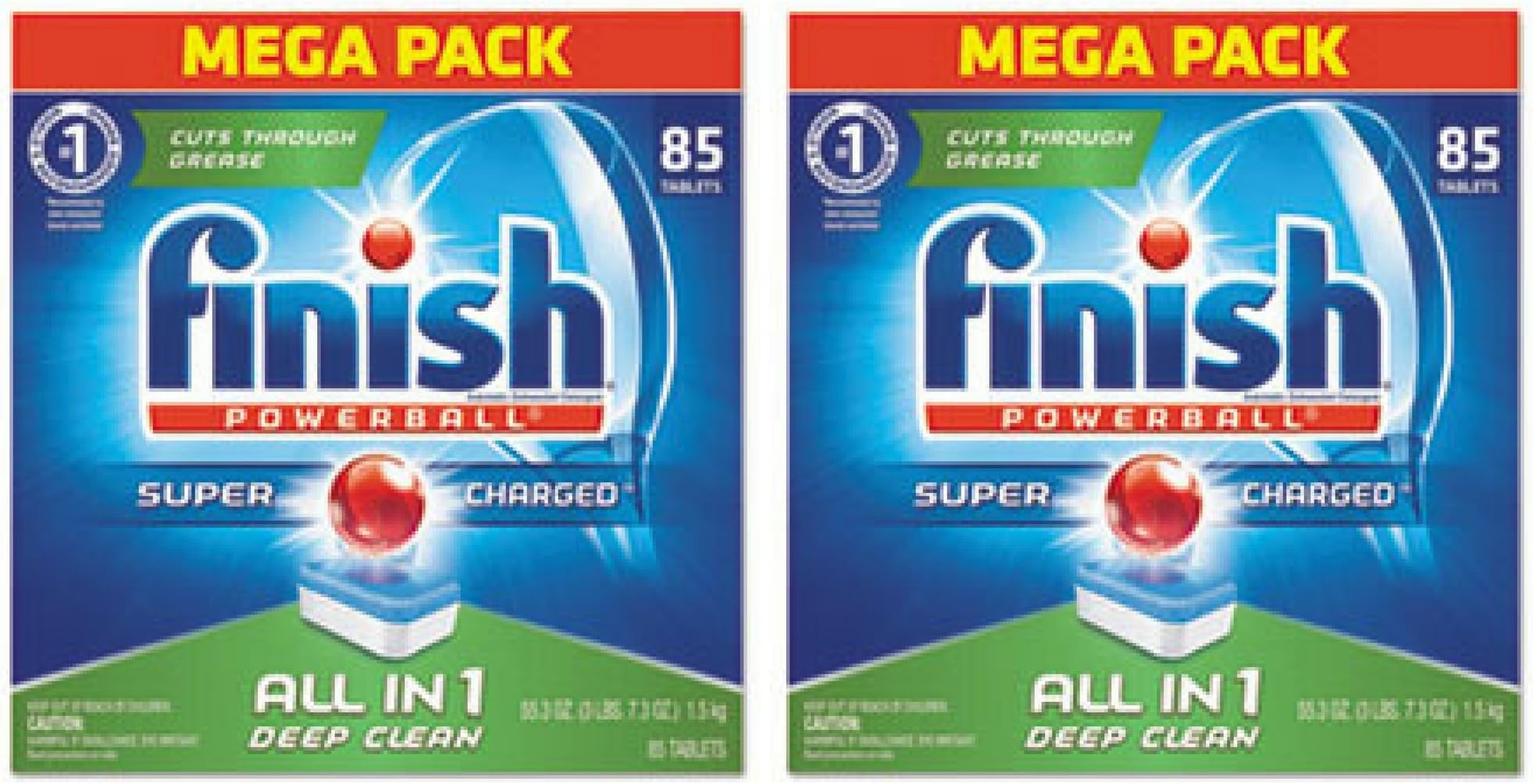 Finish All In 1 Powerball Dishwasher Detergent Tablets, Fresh, 85 Count - Pack of 2