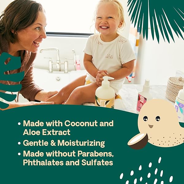 HELLO BELLO KIDS PREMIUM LOTION, GENTLE HYPOALLERGENIC VEGAN FORMULA TO NOURISH AND MOISTURIZE, CREAMY COCONUT SCENTED, 16 FL OZ