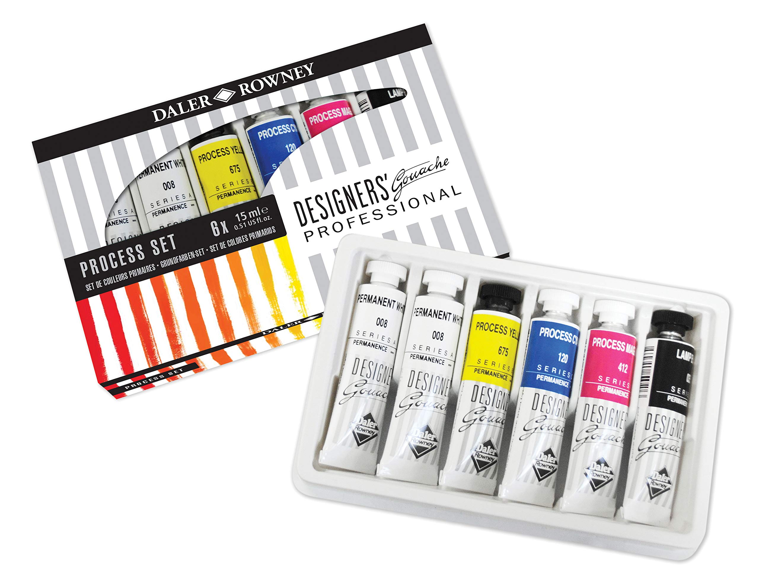 Daler-Rowney Designer's Gouache 6 x 15 ml Starter Process Set, Professional Artists