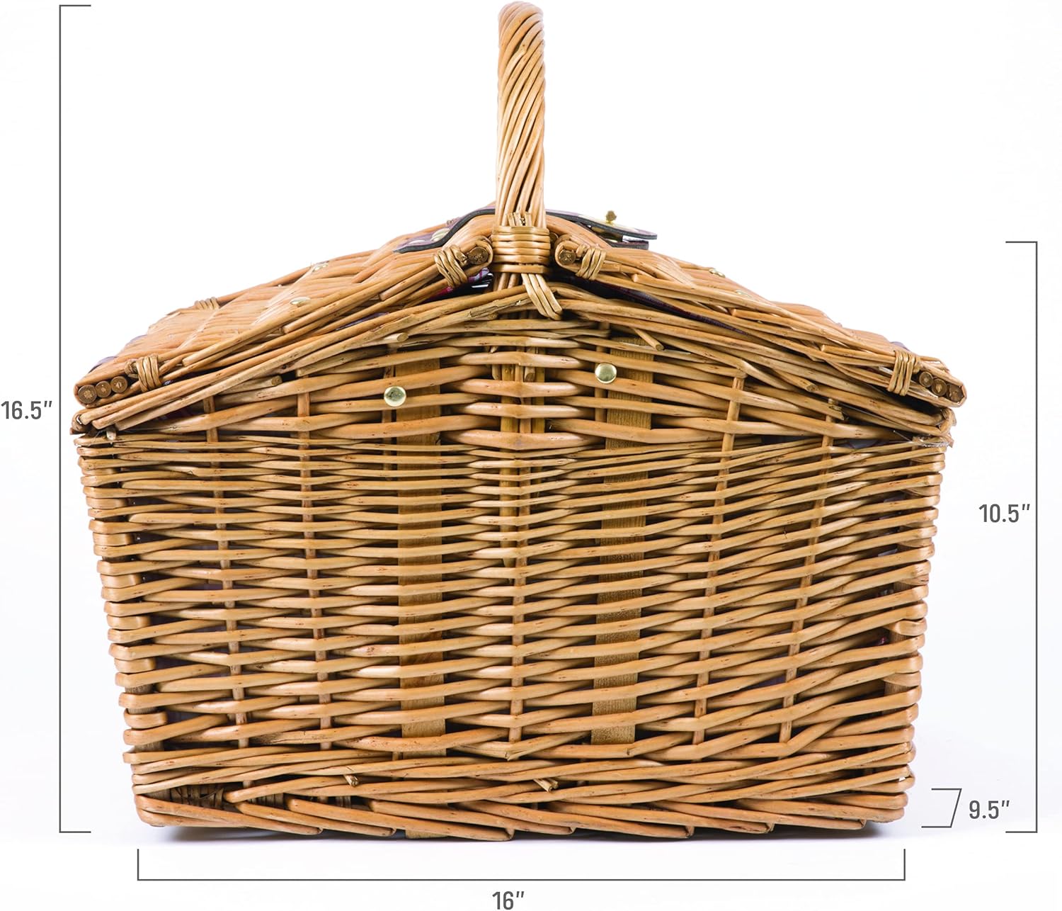 Picnic Time Piccadilly Willow Picnic Basket for Two People, with Plates, Wine Glasses, Cutlery, and Corkscrew - Red/White Plaid: Kitchen & Dining