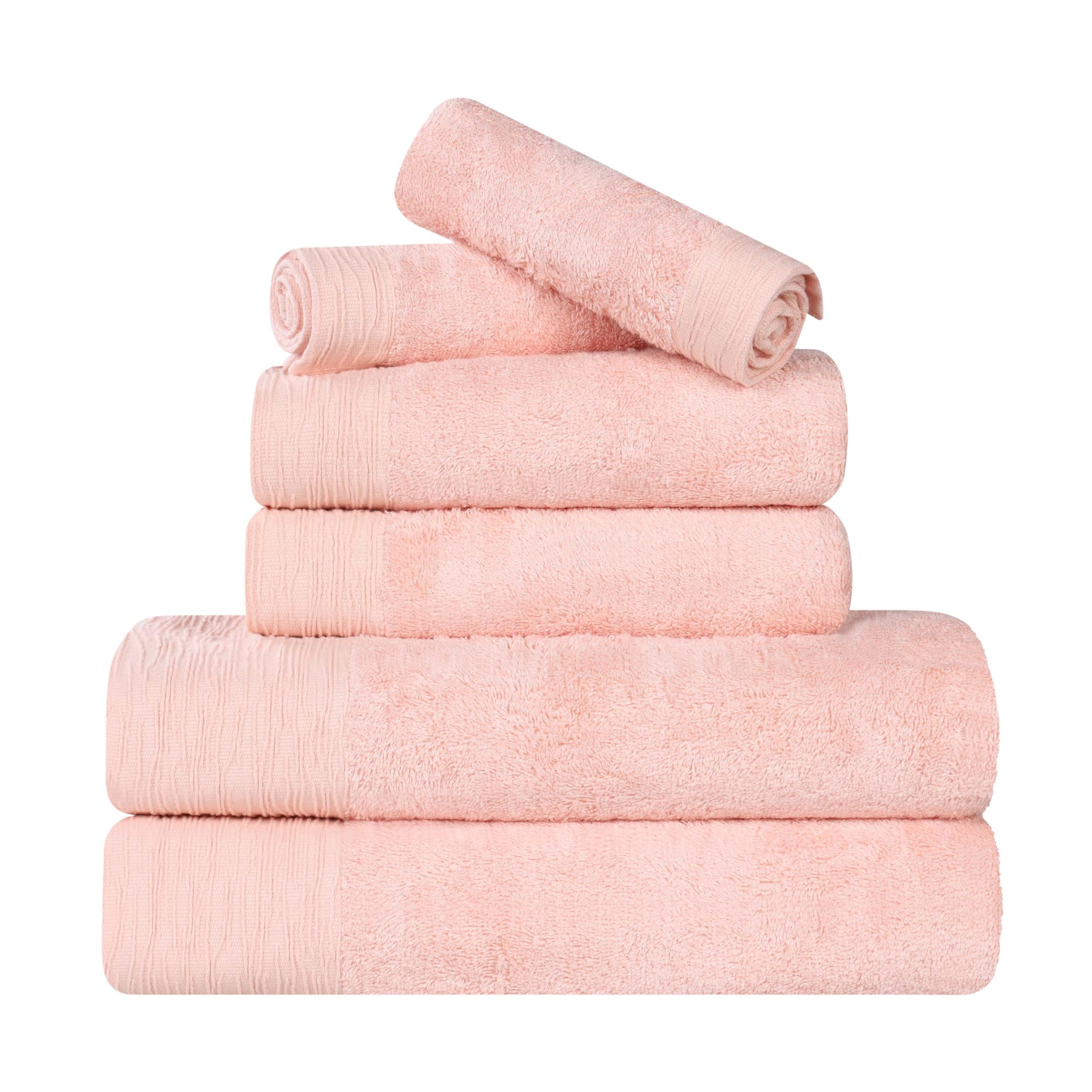 Superior Rayon from Bamboo Blend 6-Piece Towel Set, Luxury Quick Dry, Bathroom Essentials, Shower, Spa, Plush Soft Absorbent Towels, Includes 2 Bath, 2 Hand, 2 Washcloth/Face Towels, Pink