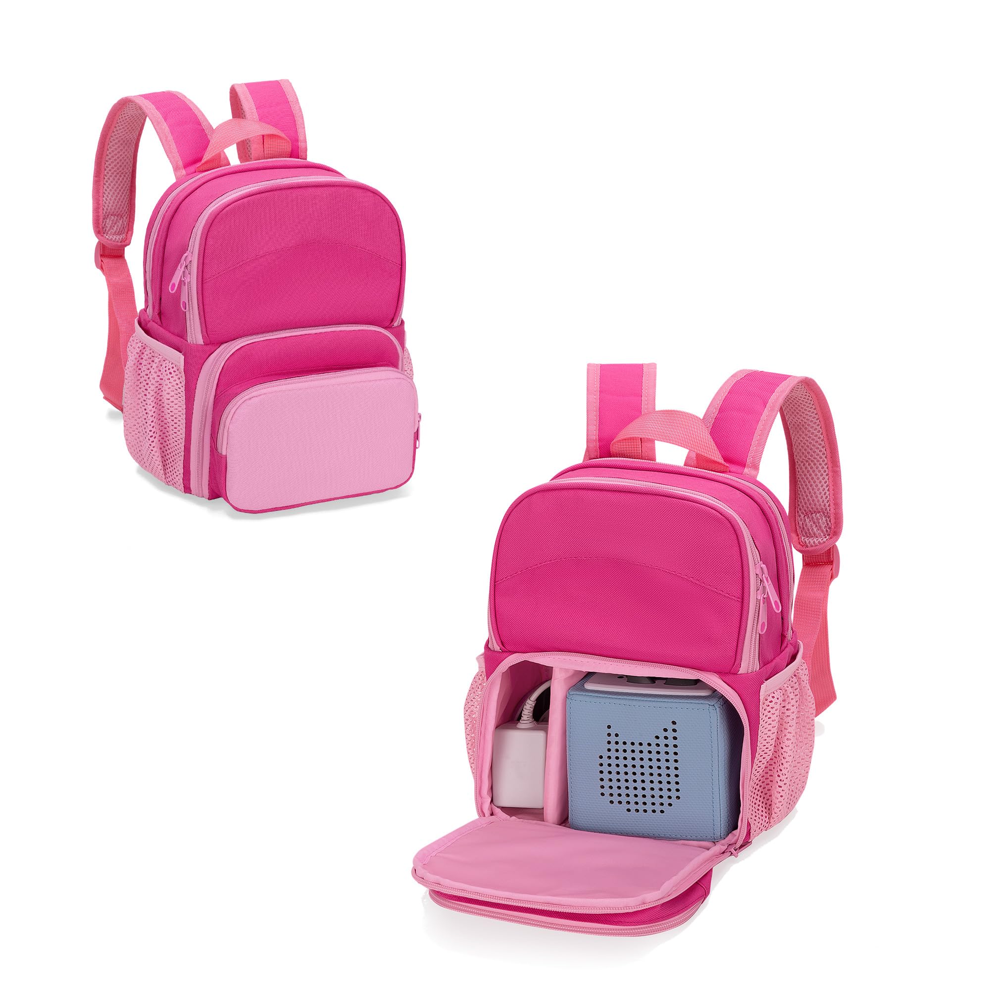 LoDrid Backpack Compatible with Toniebox 2/1, Backpack Case with Multiple Pockets for Headphones, Charger and Accessories, Backpack Bag for Audio Player Starter Set, Pink (Patented Design)