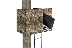 SFNSM 103"X37.5" Hunting Tree Stand Blinds for Deer Hunting Universal Camo Tree Ladder Stand Blind Kit with Zipper and 2 Pockets Tree Stand Cover for Hunting Deer, Elk, Hunting Blind & Accessories