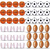 Blulu 48 Pack Small Sports Stress Balls for Kids Mini Footballs Baseball Soccer Basketball Sports Party Favor Gifts Small Foam Squeeze Anxious Toy for Classroom Reward Sport Party Supplies(1.6 Inch)
