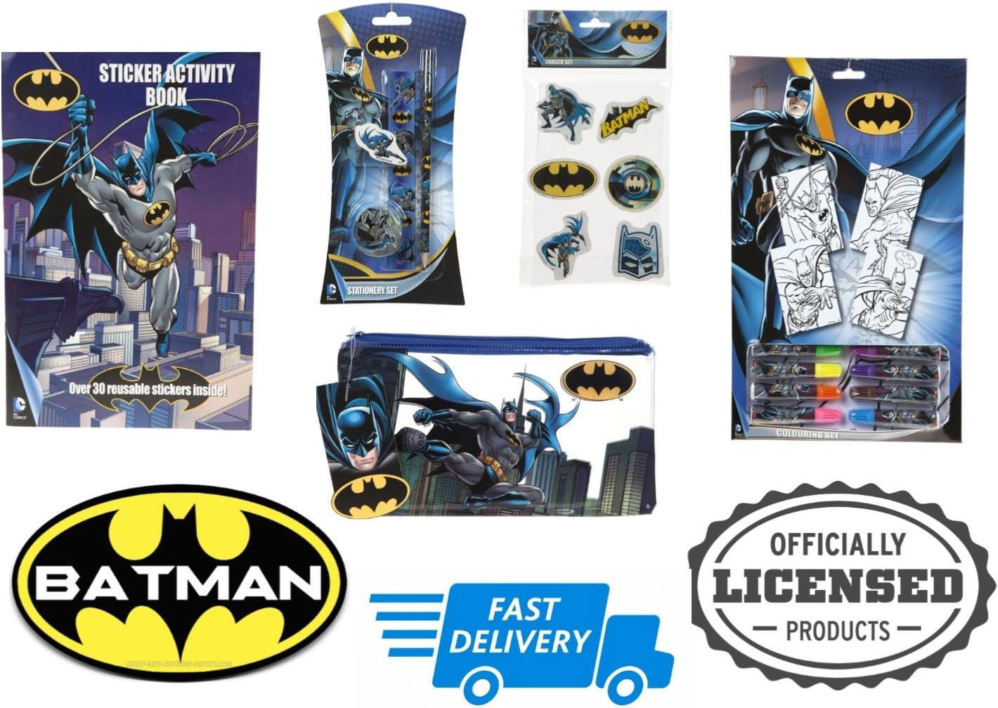BK Distribution Online DC Comics Batman 69Piece Stationery Set