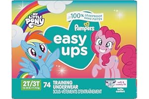 Pampers Easy Ups Lot de 74 culottes d'entraînement pour filles et garçons, 2T-3T, super paquet