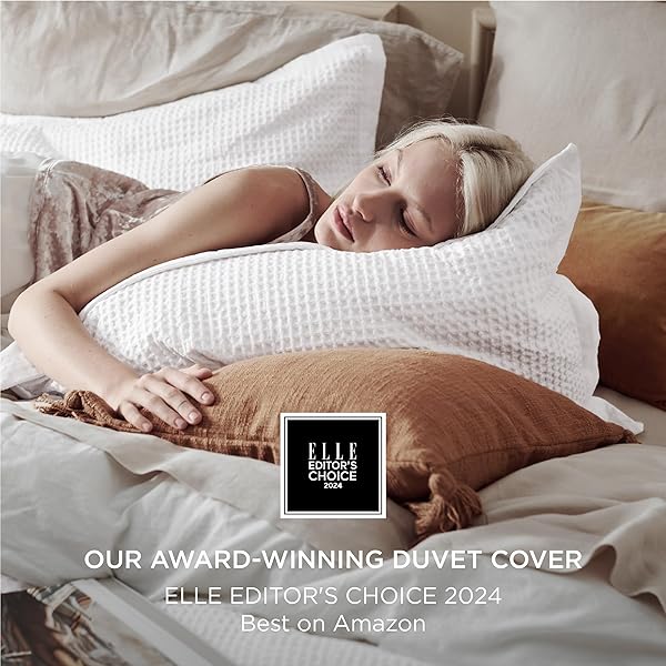 BEDSURE COTTON DUVET COVER KING – 100% COTTON WAFFLE WEAVE COCONUT WHITE DUVET COVER KING SIZE, GENTLESOFT™ AND BREATHABLE BEDDING SET FOR ALL SEASON, 3 PIECES, 104″X90″