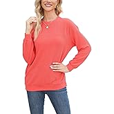 AXOSY Women Long Sleeve Shirts Oversized Crewneck Tunic Colorblock Sweatshirt Loose Fashion Pullover Top