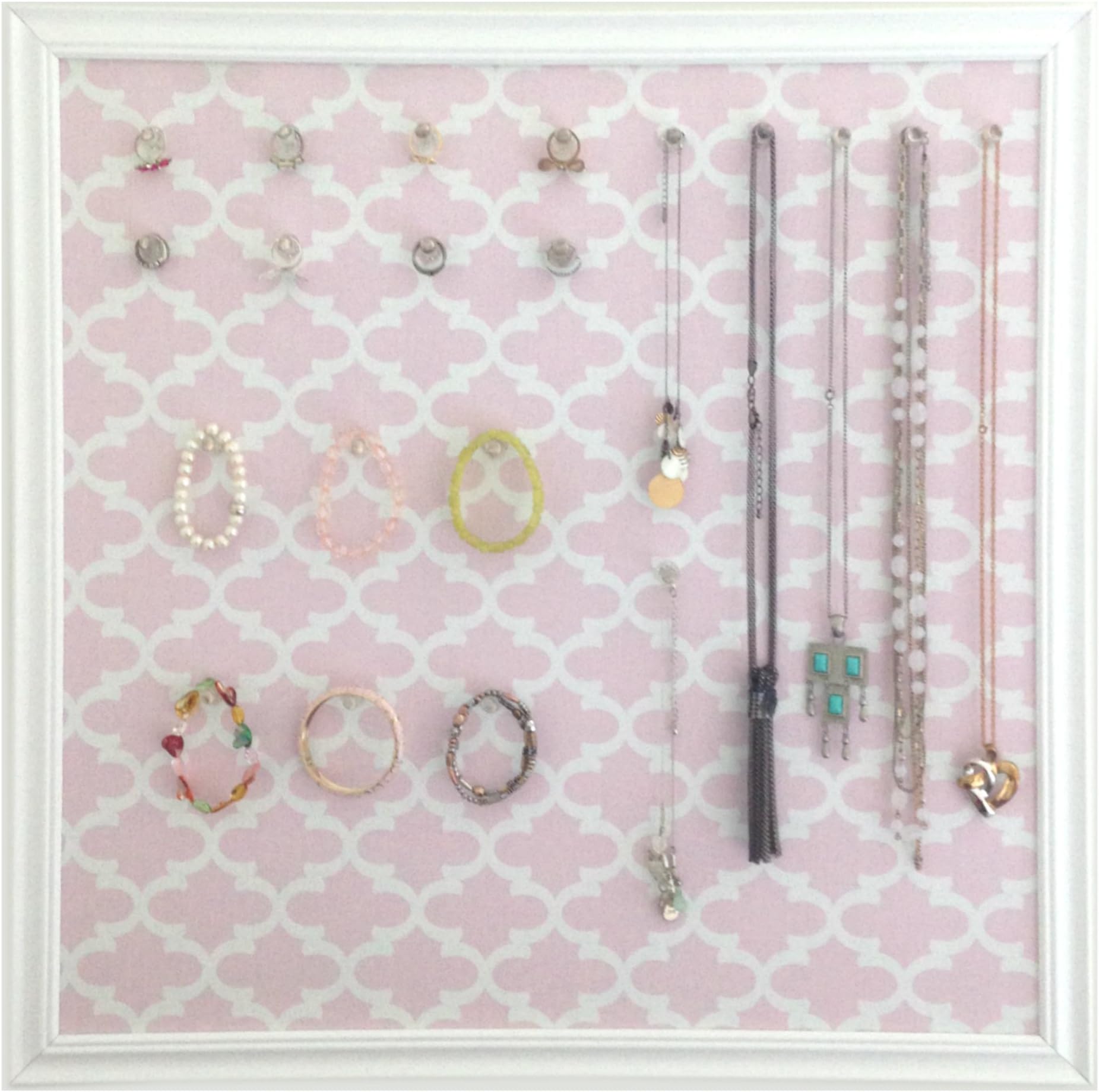 Maggie Board: Large Magnetic Jewelry Organizer Wall Mounted (Pink)