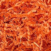 Corlcol 200g(7oz) Crinkle Paper Filler for Gift Baskets Paper Shreds Decoration Box for Birthday, Weddings, Anniversaries, Halloween(Orange)