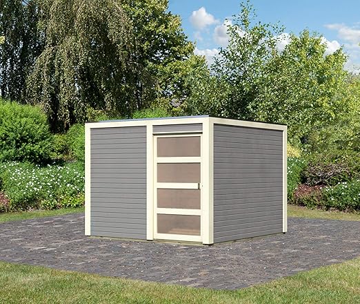 Karibu Gartenhaus Qubic I 276 X 276 X 214 Cm I Farbe Seidengrau Amazon De Baumarkt