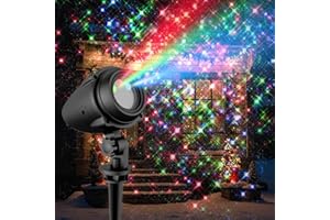 RSEAAY Christmas Projector Lights Outdoor, RGB Red Green Blue Firefly Laser Light Projector, IP65 Waterproof Holiday Landscape Lighting for Yard House Garden, Moving Galaxy Star Show Christmas Decorations