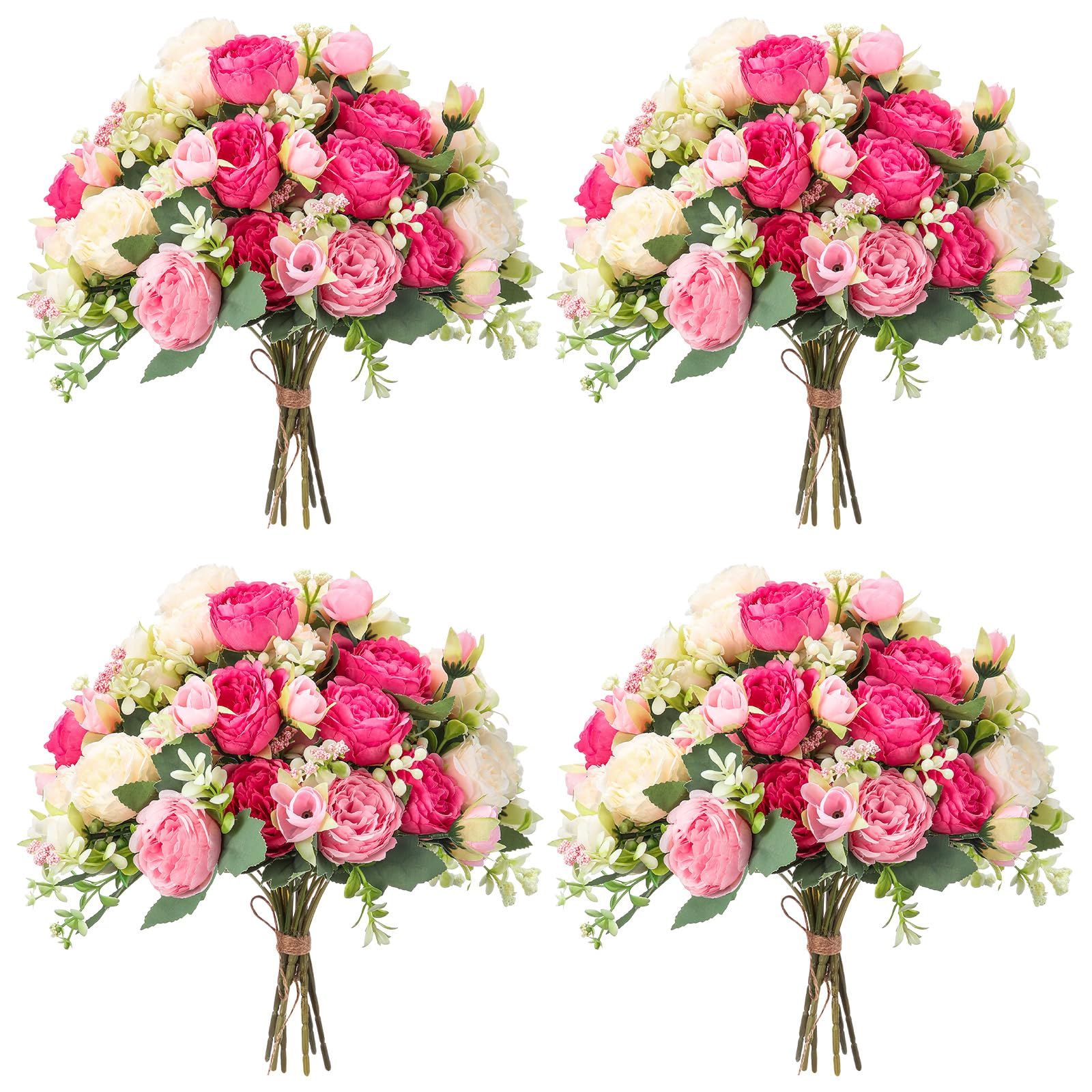 Geosar 8 Bundles Artificial Peonies Flowers Fake Silk Peony Bouquet ...
