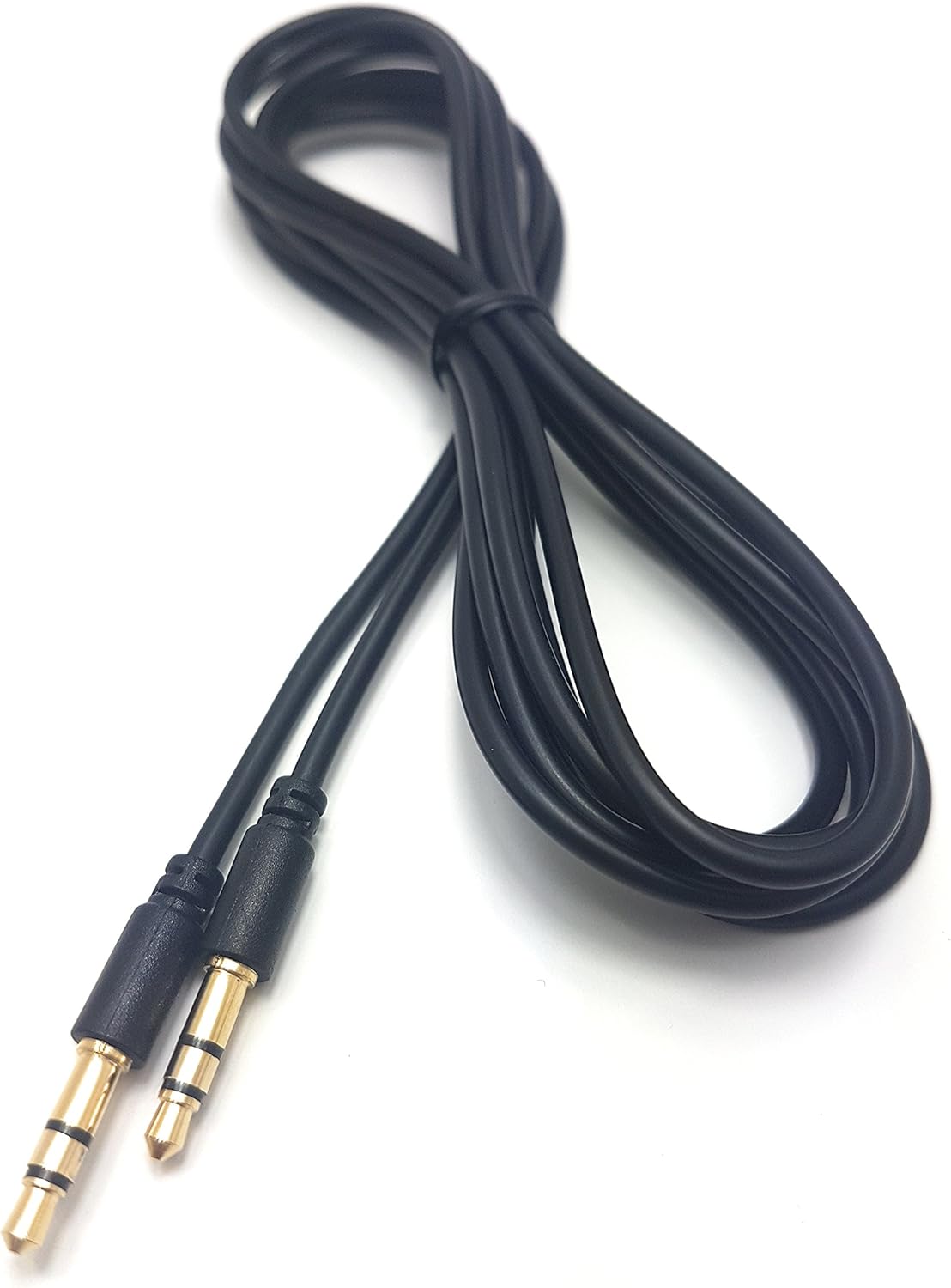 MainCore 2m Professional Slim Black 3.5mm Jack to Jack Stereo Audio Cable Lead GOLD Connectors for Mobile Phones, Computers