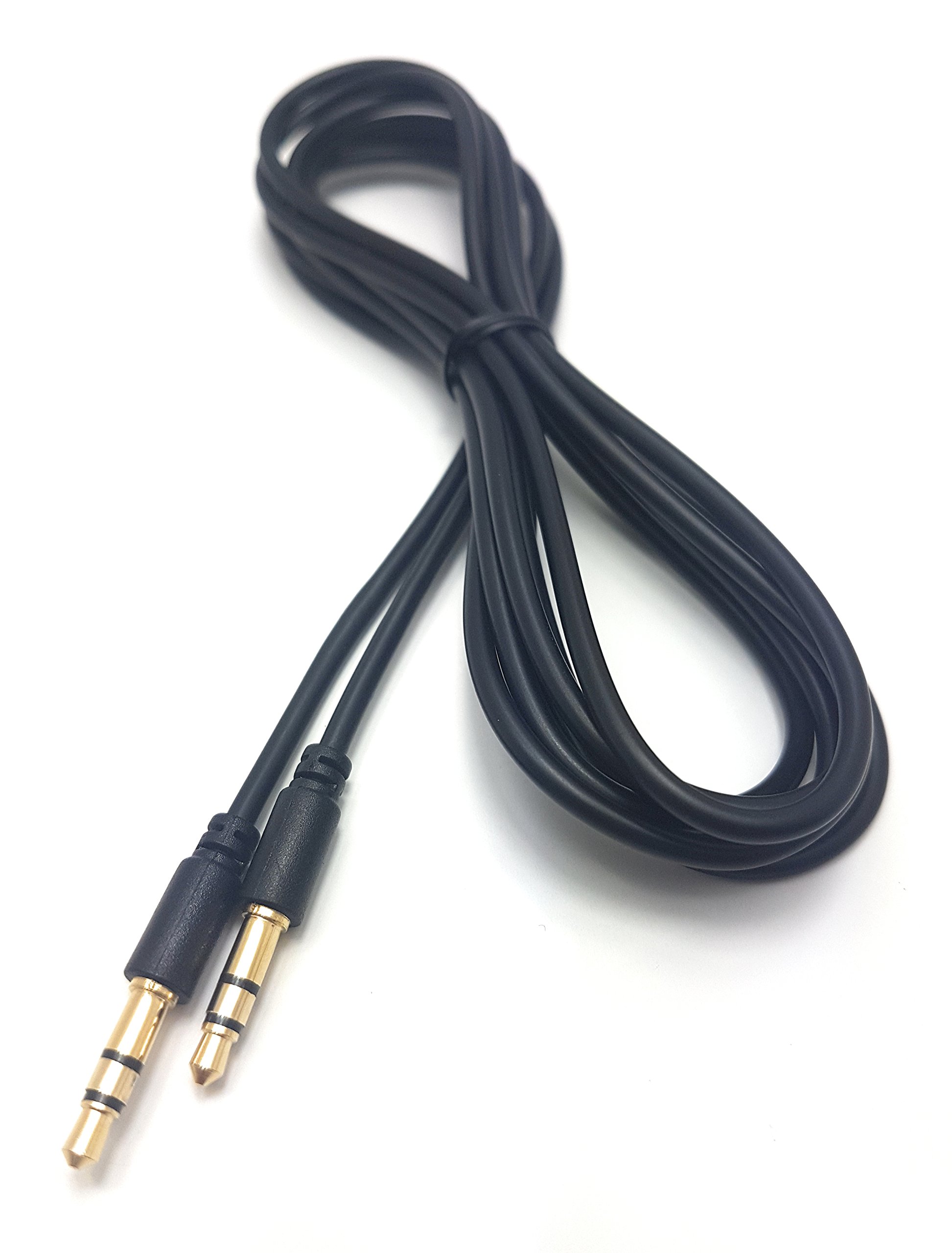 MainCore 2m Professional Slim Black 3.5mm Jack to Jack Stereo Audio Cable Lead GOLD Connectors For Mobile, Phones, Computers, Laptops, Mp3 Players, Portable Speakers, Headphones, HIFI