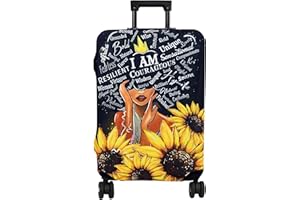 hswosnas Luggage Cover Approved Cute Travel Suitcase Protector Sunflower African American Elastic Washable Baggage Covers for 25-28 inch Girl Luggage (L)