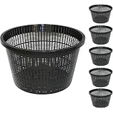 CHTASO 8.5-Inch Round Aquatic Plant Baskets, Black, 6 Pack | Durable Plastic, Mesh Pond Containers, For Live Aquarium Plants, Pond Planting,Hydroponic Net Pots