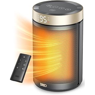 DREO Space Heater, Portable Electric Heaters for Indoor Use with Thermostat | 2026 Upgraded, 34dB Quiet, 12H Timer, 5 Mode, R
