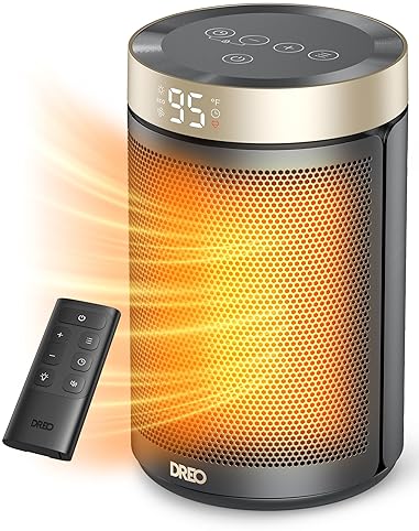 Heating, Cooling & Air Quality - DREO Space Heater, Portable Electric Heaters for Indoor Use with Thermostat and Remote, 2024 Upgraded, Digital Display, 12H Timer, 5 Mode, 1500W PTC Ceramic Fast Safety Heat for Office Bedroom Home