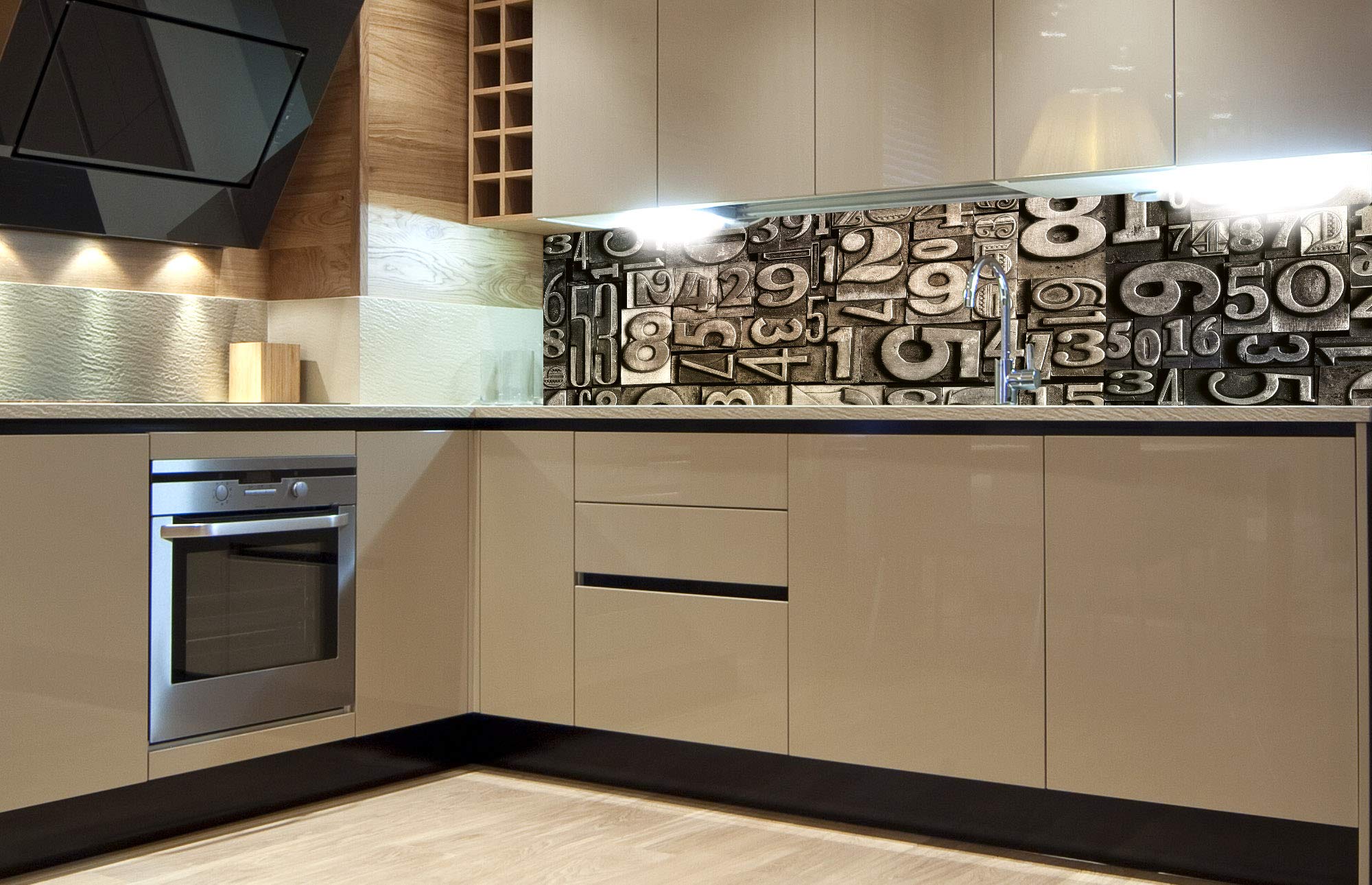 DIMEX LINE Self-Adhesive Kitchen Backsplash Film Typography | Adhesive Foil - Decorative Foil - Splash Guard for Kitchen | Made in EU - 180.01 cm × 60.00 cm