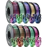 CHCKX PLA Filament Bundle, Silk Tricolor PLA Filament 10 Rolls, 10kg Spool(22lbs), 1.75 mm, Dimensional Accuracy +/- 0.02mm, 10 Different Triple Color